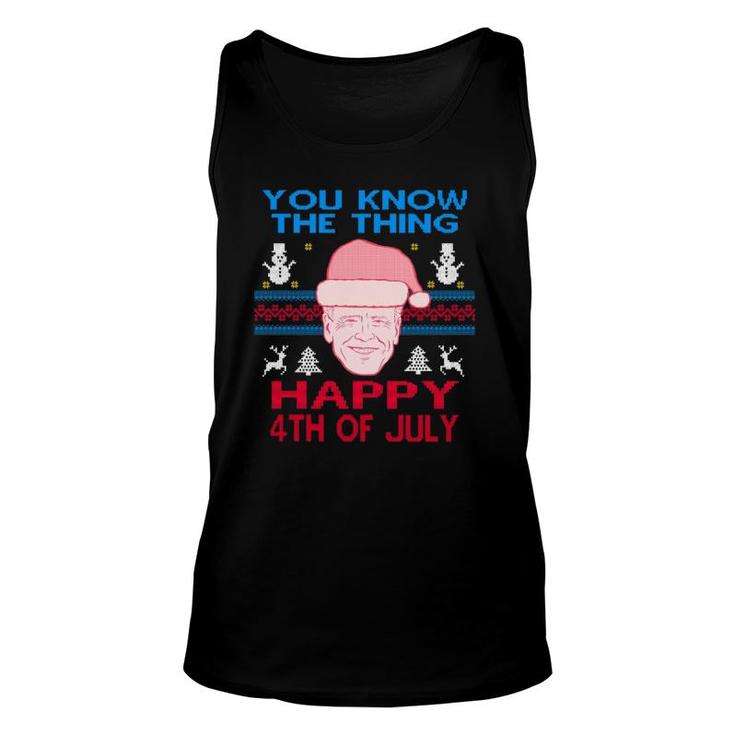 Happy Christmas Biden 4Th Of July Funny Christmas Ugly Unisex Tank Top