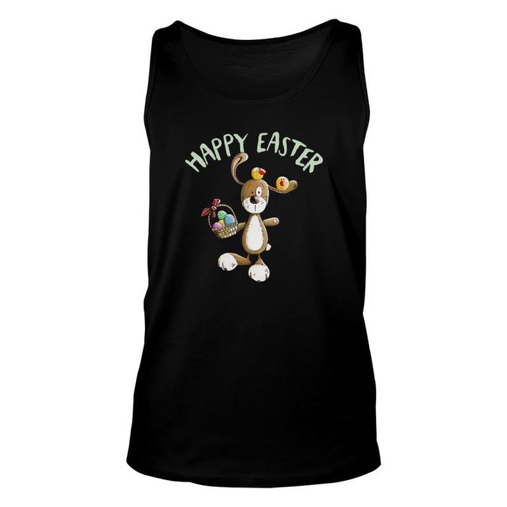 Happy Easter Bunny With Eggs Chicks And Basket Unisex Tank Top