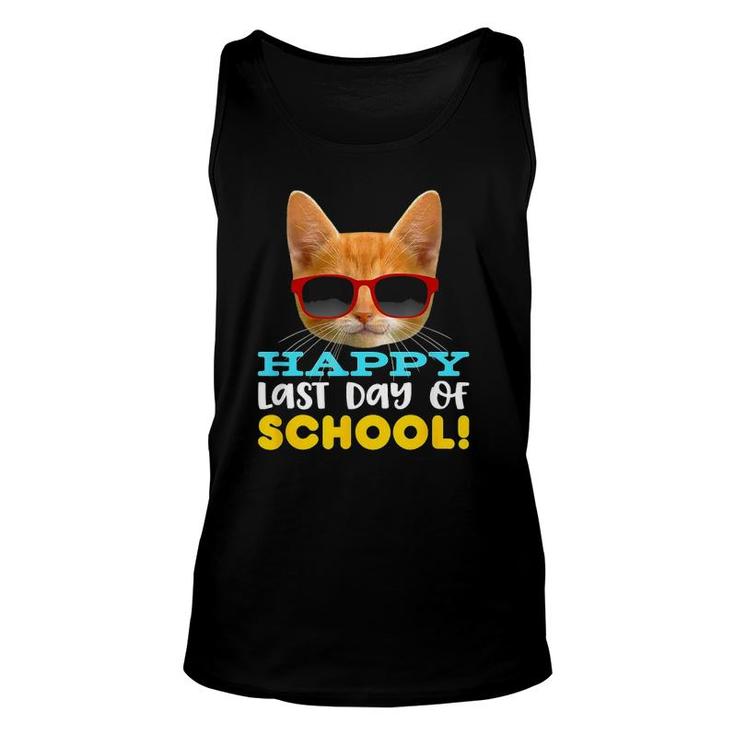 Happy Last Day Of School  Smiling Orange Cat Unisex Tank Top