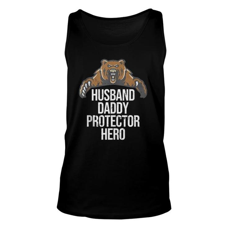 Husband Daddy Protector Hero Cool Bear Father Dad Unisex Tank Top