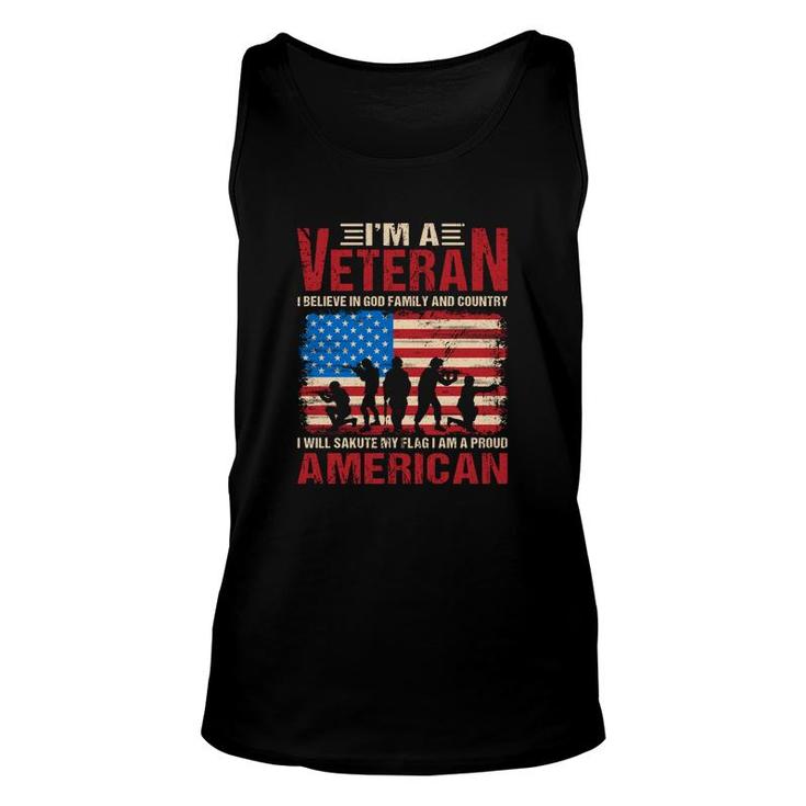 I Am A Veteran 2022 I Believe In God Family And Country Unisex Tank Top