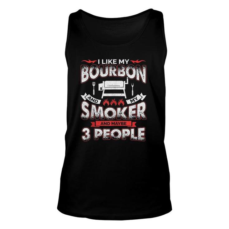 I Like Bourbon My Smoker 3 People Funny Bbq Lover Men Dad Unisex Tank Top