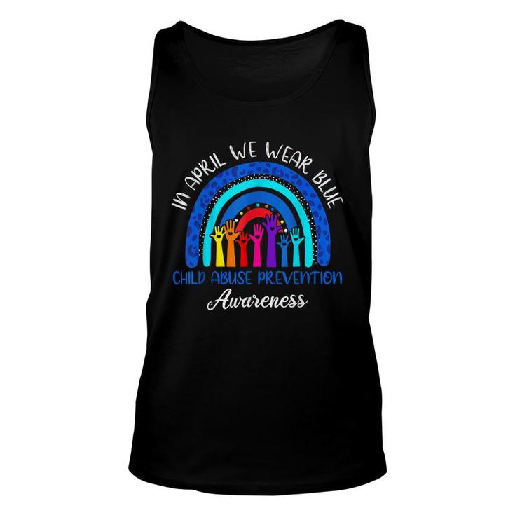 In April We Wear Blue Child Abuse Awareness Rainbow  Unisex Tank Top