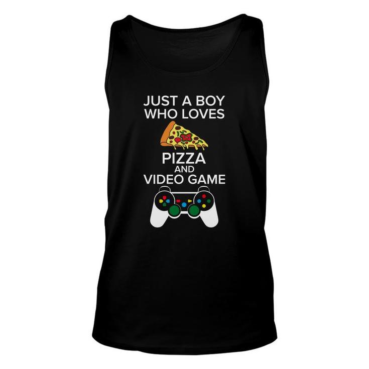 Just A Boy Who Loves Pizza And Birthday Boy Matching Video Gamer Unisex Tank Top