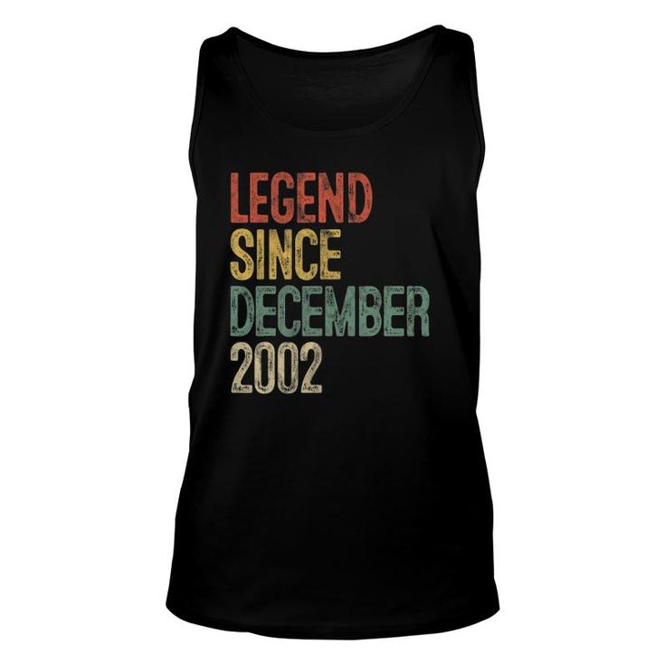 Legend Since December 2002 19Th Birthday Gifts 19 Years Old Unisex Tank Top