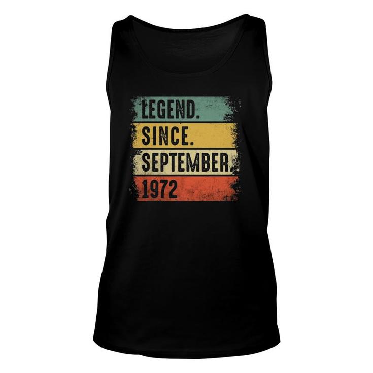 Legend Since September 1972 - 49 Years Old Birthday Gifts Unisex Tank Top
