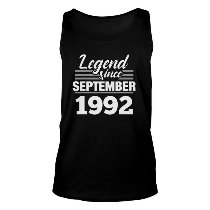 Legend Since September 1992 30Th Birthday 30 Years Old Gift Unisex Tank Top