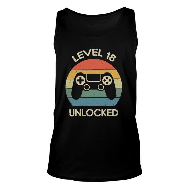 Level 18 Unlocked 18Th Gaming Birthday Gift Video Game Lover Unisex Tank Top