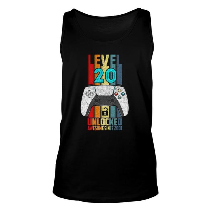 Level 20 Unlocked 20Th Birthday Awesome 2001 20 Years Old Unisex Tank Top