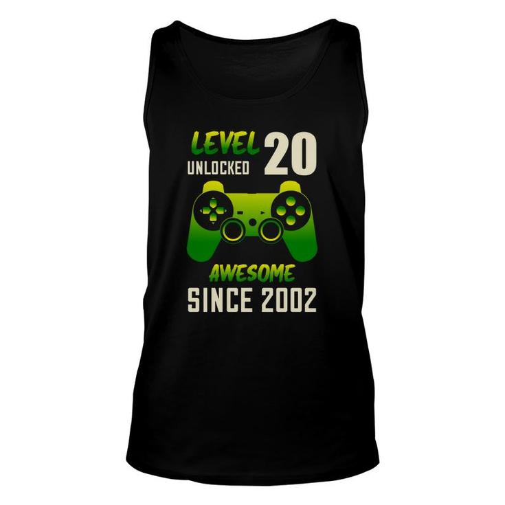 Level 20 Unlocked Awesome Since 2002 With Nice 20Th Birthday Unisex Tank Top