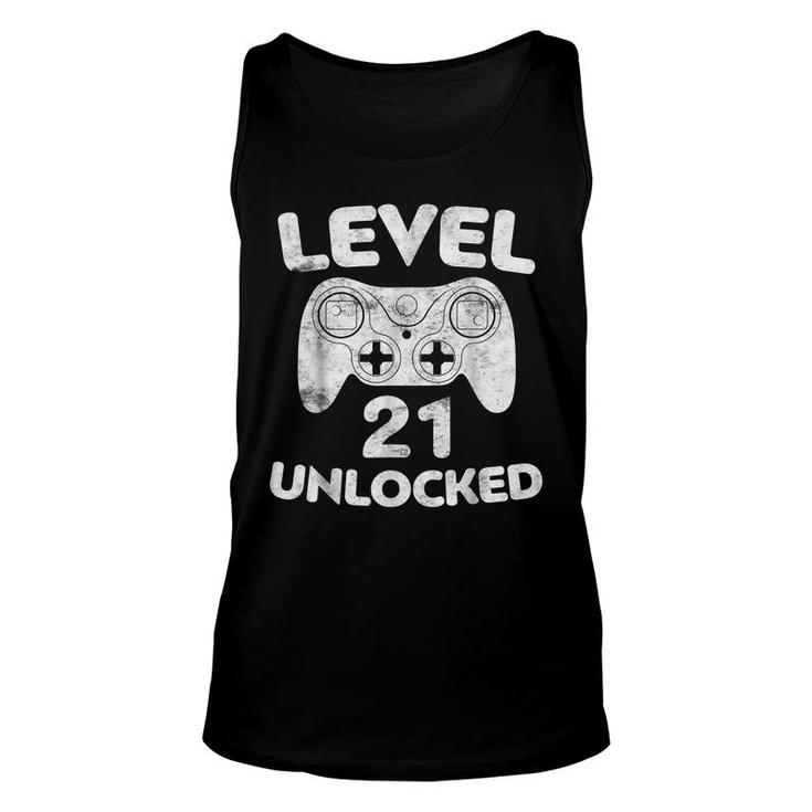 Level 21 Unlocked  21St Video Gamer Birthday Gift  Unisex Tank Top