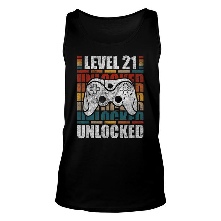 Level 21 Unlocked Retro Video Gamer Birthday  Unisex Tank Top