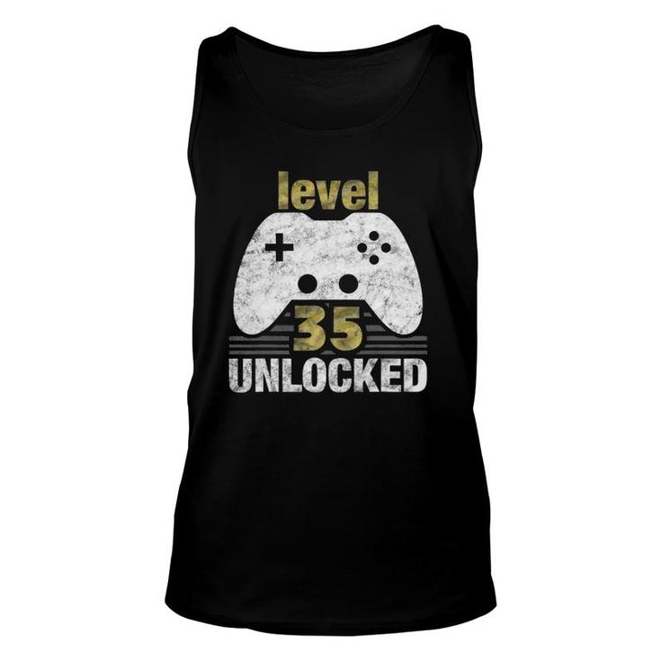 Level 35 Unlocked 35Th Birthday 35 Years Old Gift For Gamers Unisex Tank Top
