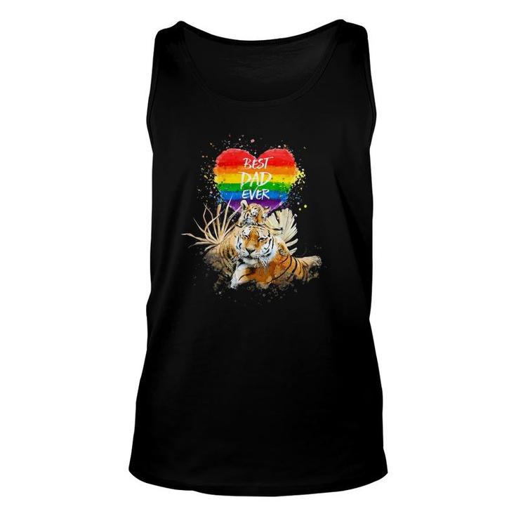Lgbt Pride Daddy Tiger Rainbow Best Dad Ever Fathers Day Unisex Tank Top