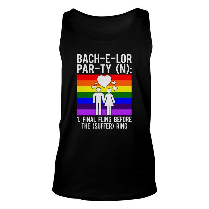 Lgbt Pride Gay Bachelor Party Suffering Engagement Groom Bachelor Party Unisex Tank Top