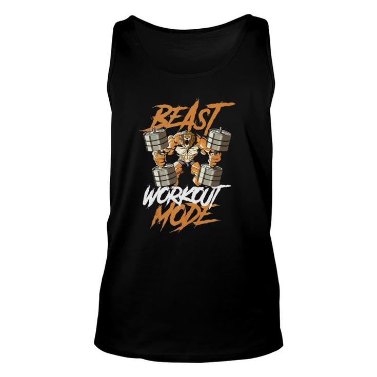 Lion Beast Workout Mode Lifting Weights Muscle Fitness Gym  Unisex Tank Top