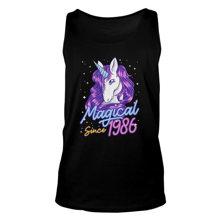 Magical Since 1986 36 Years Old Birthday Party Gift Unicorn Unisex Tank Top