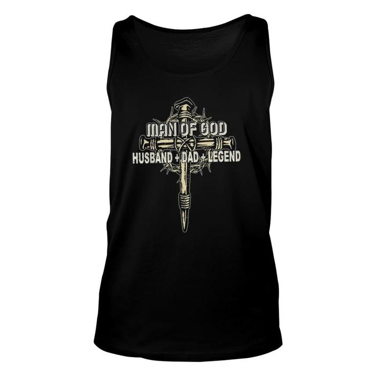 Man Of God Husband Dad Happy Fathers Day Proud Christian Unisex Tank Top