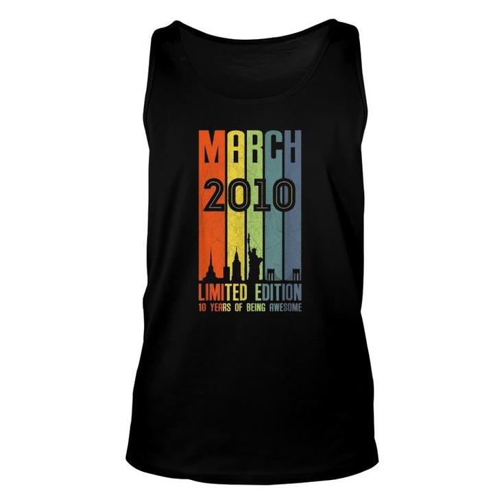 March 2010 10 Years Of Being Awesome Vintage  Unisex Tank Top