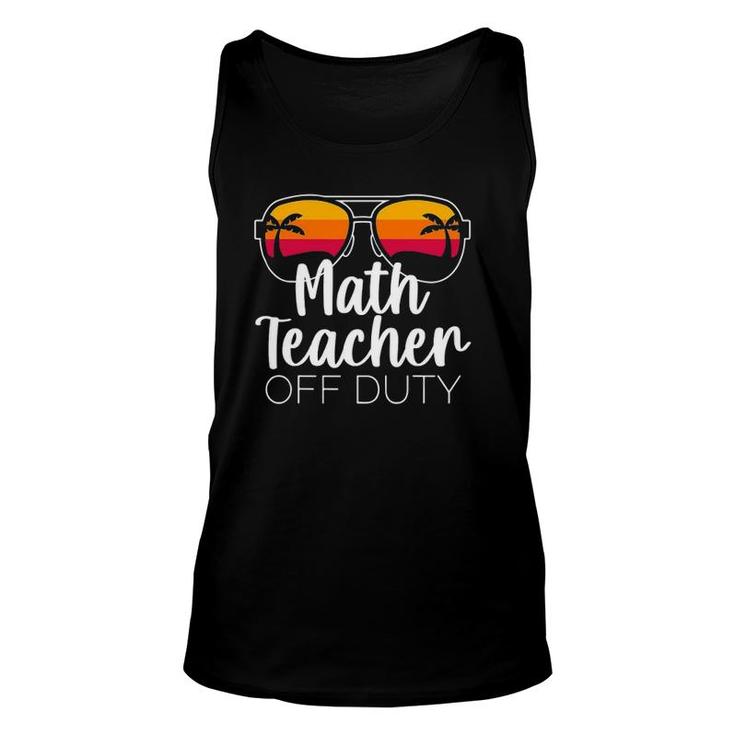 Math Teacher Off Duty Sunglasses Beach Sunset Unisex Tank Top