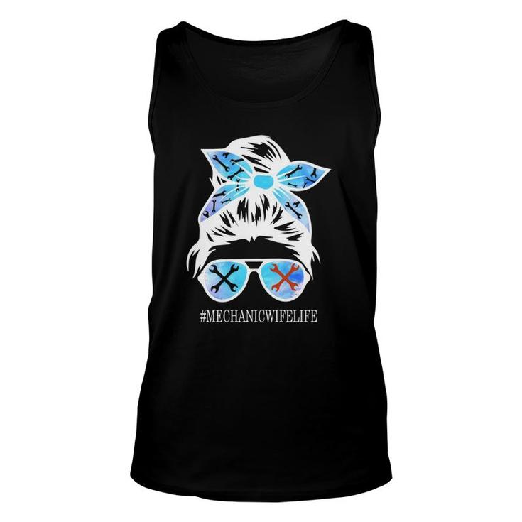 Mechanic Wife Life Skull With Glasses Mechanic Idea Unisex Tank Top