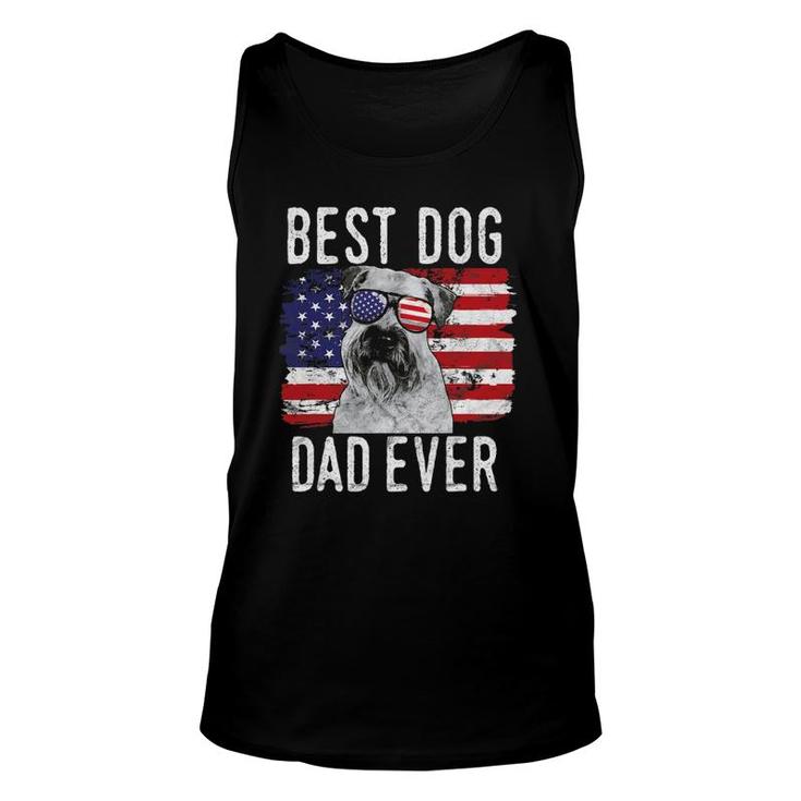 Mens American Flag Best Dog Dad Ever Soft Coated Wheaten Terrier Unisex Tank Top