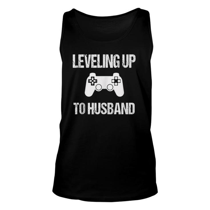 Mens Engagement Groom Video Game Lovers Leveling Up To Husband Unisex Tank Top