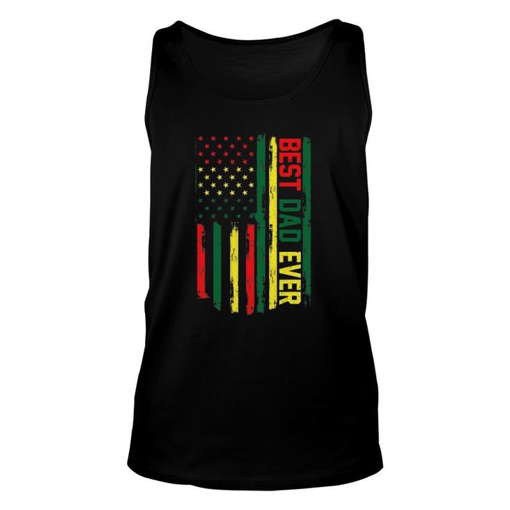 Mens Juneteenth Best Dad Ever American Flag For Fathers Day Unisex Tank Top