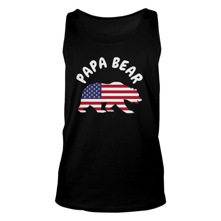Mens Papa Bear Fathers Day Usa American Flag 4Th Of July Unisex Tank Top