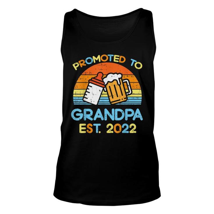 Mens Promoted To Grandpa 2022  Baby Bottle Retro Pregnancy Men  Unisex Tank Top