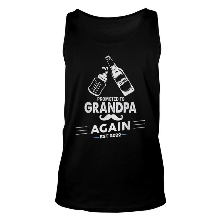 Mens Promoted To Grandpa Again 2022 Baby Pregnancy Announcement  Unisex Tank Top