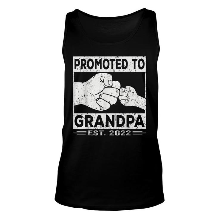 Mens Promoted To Grandpa Est 2022 Funny New First Grandfather  Unisex Tank Top
