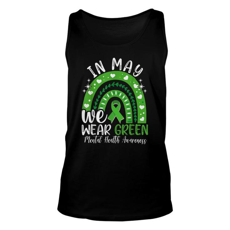 Mental Health Awareness Month In May We Wear Green Ribbon  Unisex Tank Top
