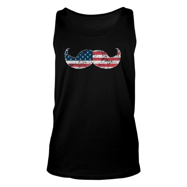 Mustache Silhouette American Flag Funny Usa July 4Th Unisex Tank Top