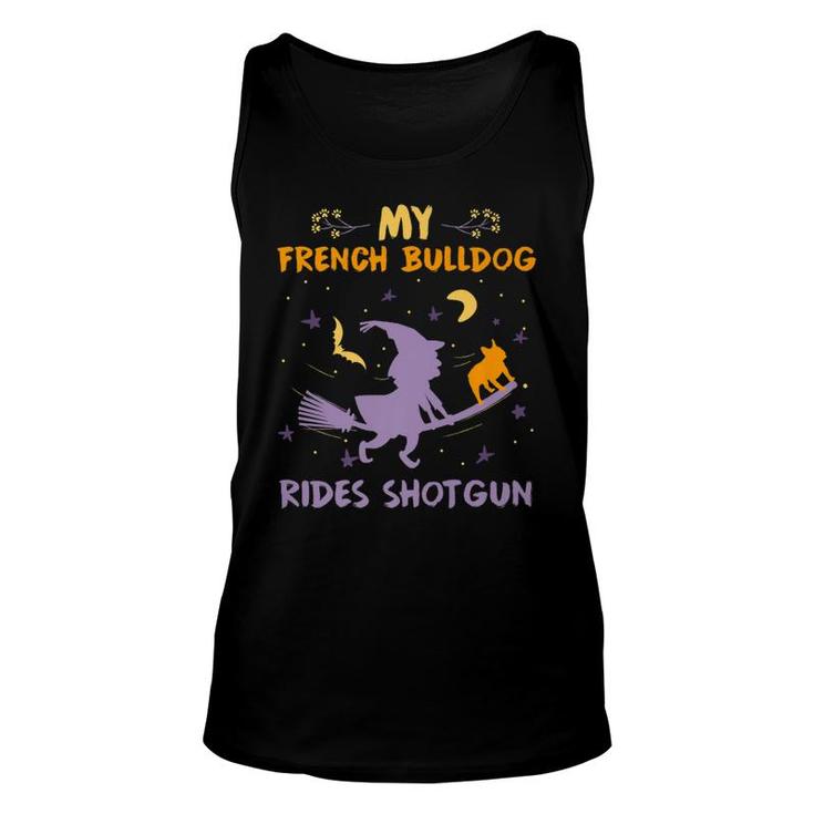 My French Bulldog Rides Shotgun Halloween Dog Mom Dad Unisex Tank Top