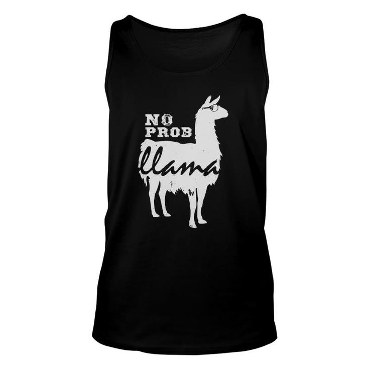 Noprob Llama Wearing Sunglasses Funny Llama Unisex Tank Top