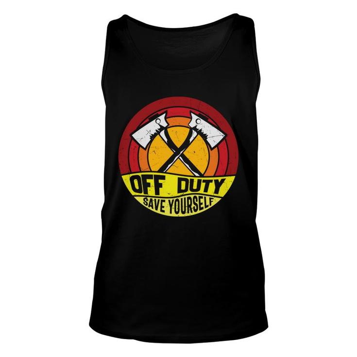 Off Duty Save Yourself Firefighter Circle Orange Unisex Tank Top