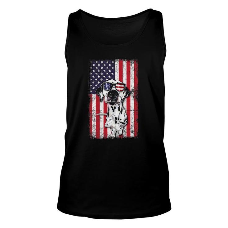 Patriotic Dalmatian 4Th Of July Sunglasses Usa American Flag Unisex Tank Top