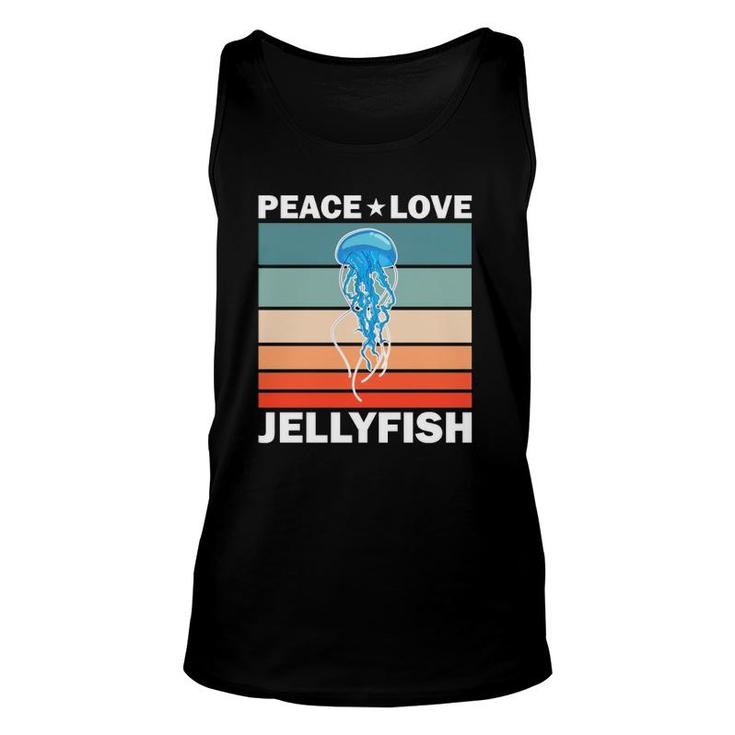 Peace Love Jellyfish Quote Retro Art Jellyfishes Vintage Unisex Tank Top