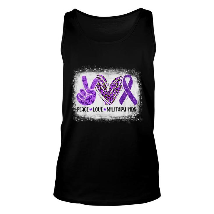 Peace Love Military Kids Purple Up For Military Child Month  Unisex Tank Top
