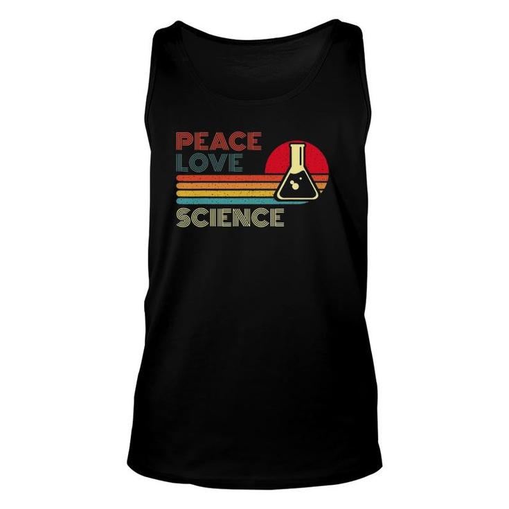 Peace Love Science Retro Vintage Striped Sunset Scientist Unisex Tank Top