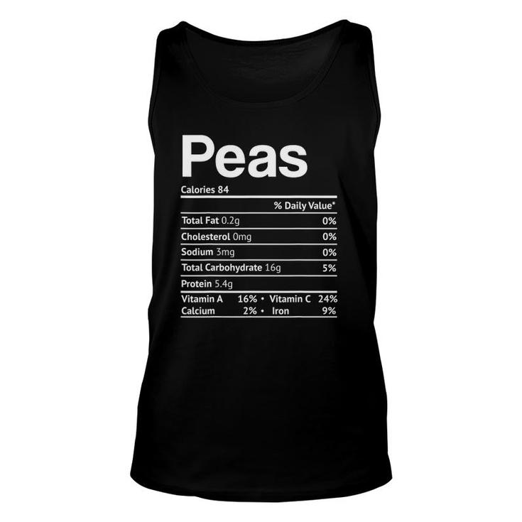Peas Nutrition Facts Funny Thanksgiving Christmas Food Unisex Tank Top