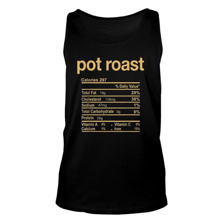 Pot Roast Nutrition Facts Funny Thanksgiving Christmas Unisex Tank Top