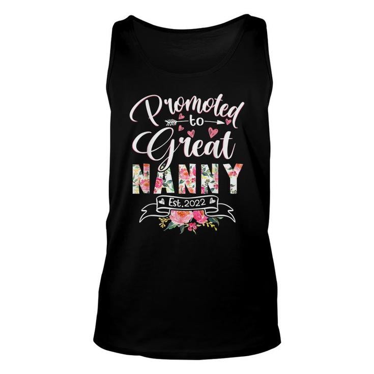 Promoted To Great Nanny Est 2022 Floral First Time Grandma  Unisex Tank Top