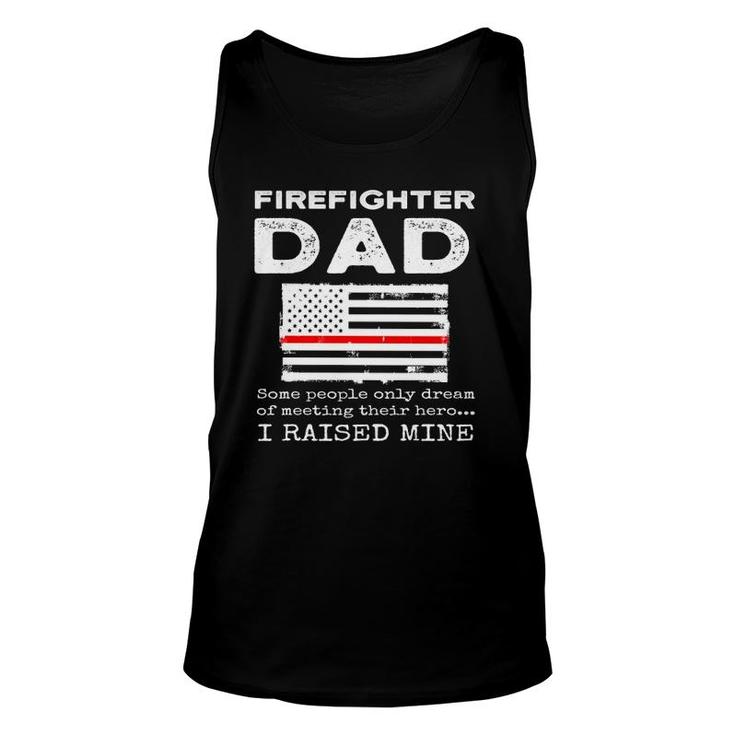 Proud Firefighter Dad Fireman Father American Flag Unisex Tank Top