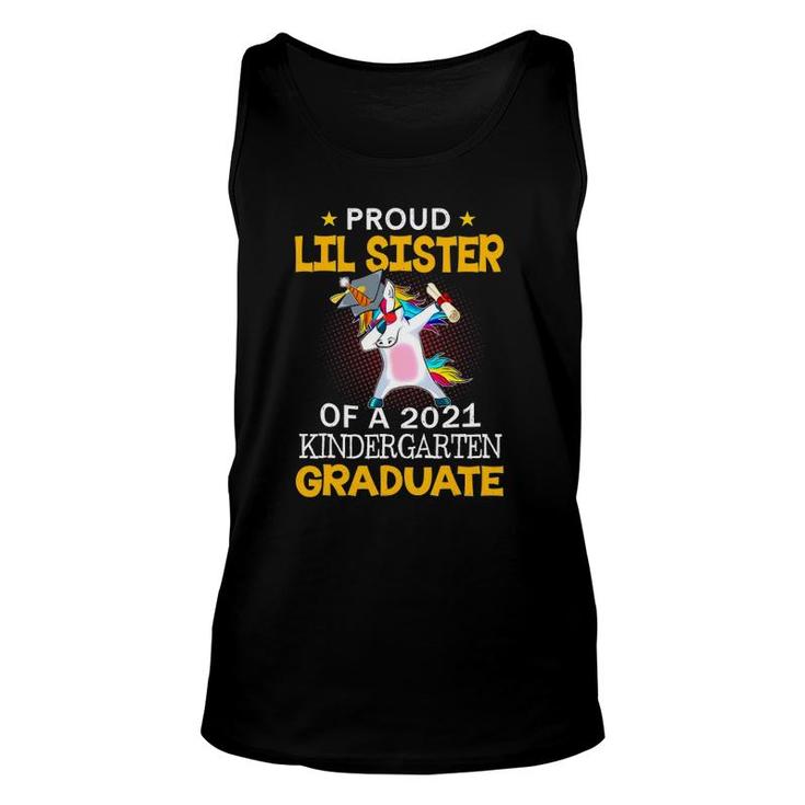 Proud Lil Sister Of A 2021 Kindergarten Graduate Unicorn Dab Unisex Tank Top