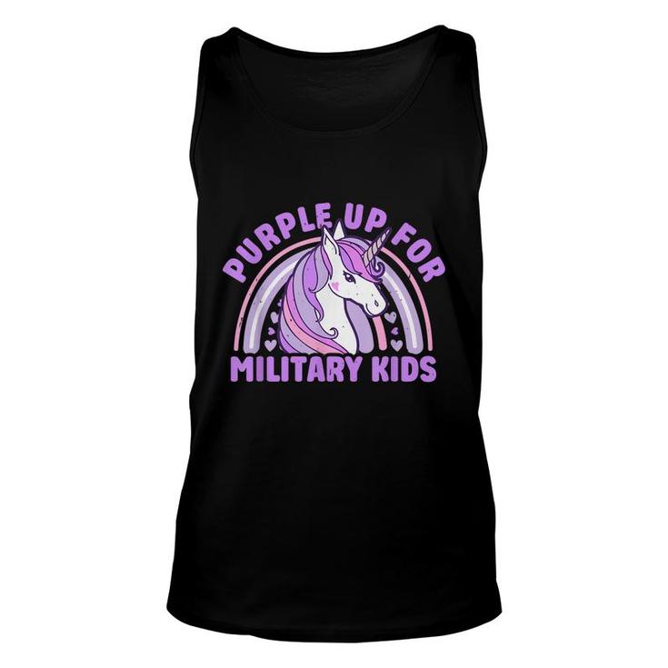 Purple Up For Military Kids Military Child Month Unicorn  Unisex Tank Top
