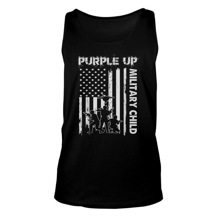 Purple Up For Military Kids Month Of Military Child Flag  Unisex Tank Top