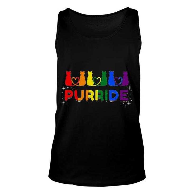 Purride Rainbow Colors Cat Animal Funny LGBT Pride Gift  Unisex Tank Top