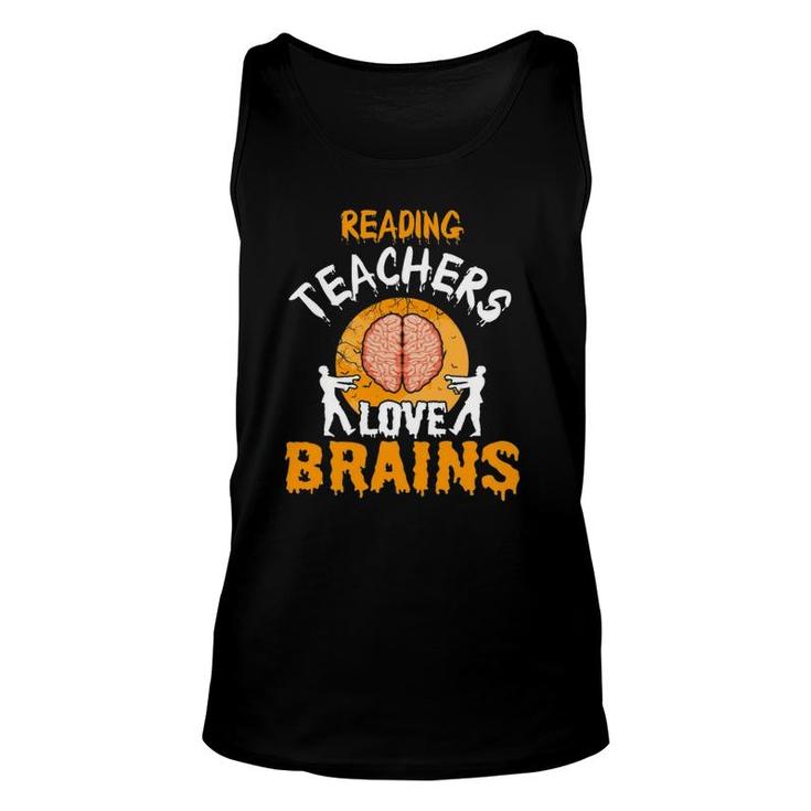 Reading Teachers Love Brains Party Unisex Tank Top